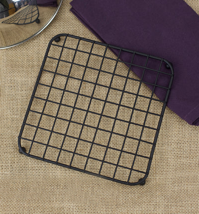 9 of 10:Home Basics Grid Design Non-Skid Trivet, Black, 7.25x7.25x.5 Inches 
