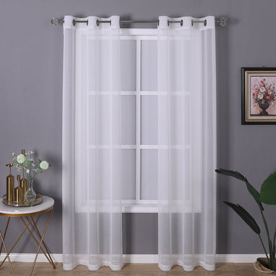 1 of 7:Panneau de fenêtre transparent uni à œillets Sheffield, lot de 2, blanc, 76 x 84 pouces 
