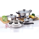 1 of 1:Gourmet Edge 7 Piece Stainless Steel Cookware Set with Glass Lids and Plastic Handles 