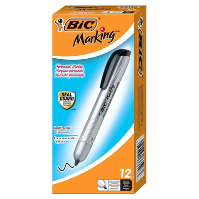 1 of 3:Bic Marking Retractable 12-Pack Permanent Marker, Black 