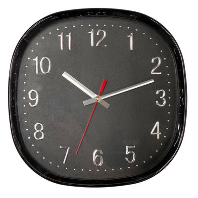 1 of 1:Harko Round Square Wall Clock, Black, 11 Inches 