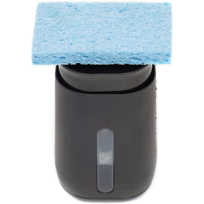 4 of 4:Home Basics Dispensador de jabón con compartimento lateral para esponja, negro 