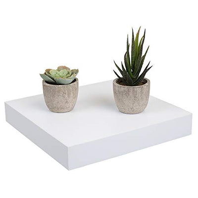2 of 5:Home Basics Decorative Square Wood Floating Shelf, White, 9x9x1.5 Inches 