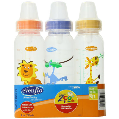 3 of 3:Biberons à tétine standard Evenflo Zoo Friends, paquet de 3, 225 ml 