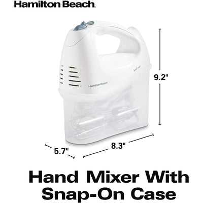 7 of 7:Hamilton Beach 6-Speed Electric Hand Mixer, Snap-On Storage Case, White 