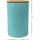 2 of 2:Boîte en céramique Home Basics Wave avec couvercle en bambou, turquoise, grande, 5 x 7,5 pouces 