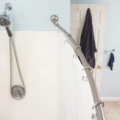 4 of 4:Home Basics Steel Curved Shower Rod, Satin Nickel, Adjusts 42-72 Inches 