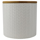 1 of 4:Home Basics Wave Ceramic Canister With Bamboo Lid, White, Small, 5x5 Inches 