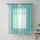 1 of 1:Lisa Plaid Sheer Rod Pocket Panel, turquesa, 55 x 63 pulgadas 