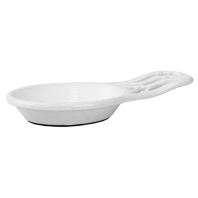 3 of 9:Home Basics Iris Collection Reposacucharas de hierro fundido, color blanco 