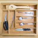 5 of 6:Home Basics Bamboo Expandable Cutlery Tray, 13-23 x18x 2.36 Inches 