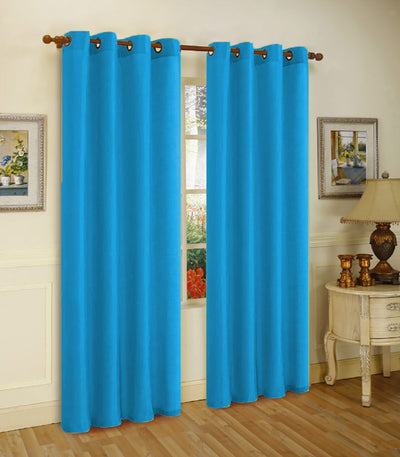 2 of 2:Panel de ventana con ojales de seda sintética Melanie, turquesa, 55 x 63 pulgadas 