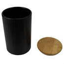 2 of 4:Home Basics Wave Ceramic Canister With Bamboo Lid, Black, Large, 5x7.75 Inches 