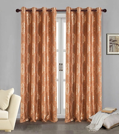 1 of 3:Marabella Jacquard 8 Grommet Room-Darkening Panel, Terracotta, 54x84 Inches 