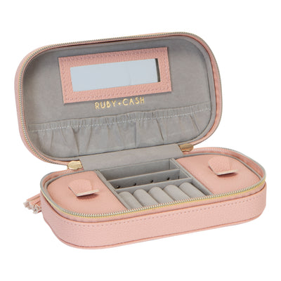 3 of 4:Ruby+Cash Faux Leather Zippered Travel Jewelry Organizer Box, Blush 