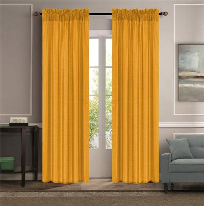 1 of 1:Melanie Faux Silk Rod Pocket Window Panel, Mustard, 55x84 Inches 