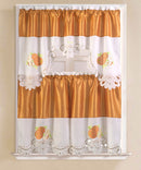 1 of 1:Noble Orange Juego de cortinas de cocina bordadas, naranja, nivel 30x36, cenefa 60x36 pulgadas 