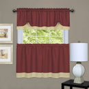 4 of 4:Juego de cenefas y niveles para cortinas de cocina de 3 piezas Darcy, Marsala-Tan, 58x14 y 58x36 