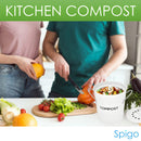 2 of 8:Spigo Steel Kitchen Compost Bin With Vented Charcoal Filter and Bucket, White, 1 Gallon 