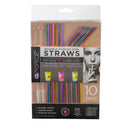 1 of 4:Gforce Eco-Friendly Reusable Stainless Steel Rainbow 10 Pack Straw Set, with 2 Cleaning Brushes 