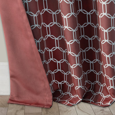 3 of 7:Prelude Trellis Reversible Blackout Window Panel, Marsala-White, 50x84 Inches 