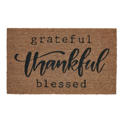 1 of 1:Grateful Thankful Blessed Coir Outdoor Mat, 18x30 Inches 