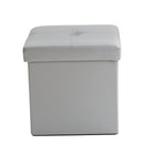 2 of 4:Simplify Faux Leather Folding Storage Ottoman Cube in Grey 