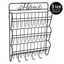1 of 1:Simplify 3-Tier Metal Mail and Key Hook Wall Organizer, Black, 10.4x2.4x14.75 Inches 