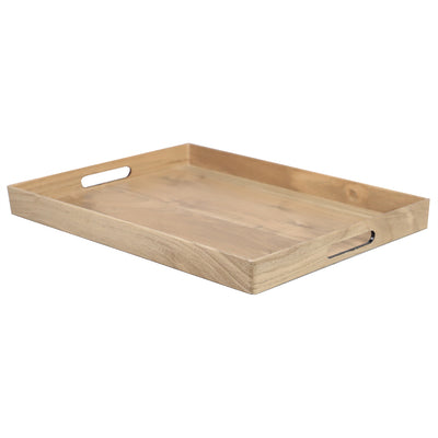 3 of 4:Plateau de service rustique en bois Home Basics, teinte bois, 13 x 18 pouces 