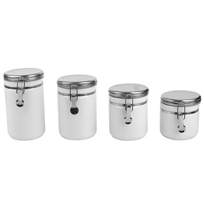 3 of 6:Home Basics 4 Piece  Canister Set with Stainless Steel Tops 