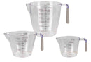 1 of 12:Ensemble de 3 tasses à mesurer en plastique Home Basics avec poignée en caoutchouc, transparent 