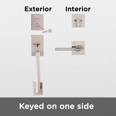 4 of 5:Kwikset San Clemente Smart Key Security Square Deadbolt Handleset, Satin Nickel 