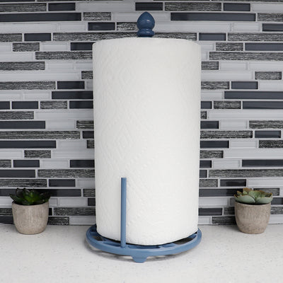 10 of 10:Porte-essuie-tout en fonte Home Basics Iris, bleu ardoise 