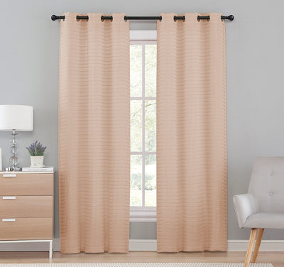1 of 1:Sag Harbor Sheer Ribbed Window Panel, Taupe, 55x84 Inches 