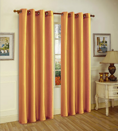 1 of 1:Melanie Faux Silk Panel With 8 Grommets, Light Gold, 55x84 Inches 