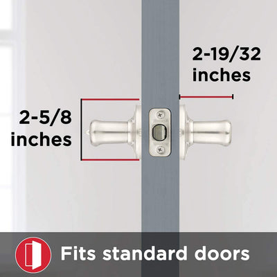 4 of 8:Poignée de porte verrouillable Kwikset Tustin Wave, nickel satiné 