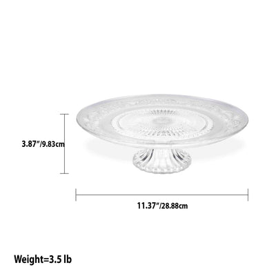 4 of 4:Home Basics Glass Decorative Cake Plate, Clear, 11.5x3 Inches 