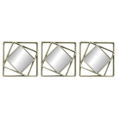 1 of 1:Ensemble de 3 miroirs carrés géométriques Premius, décoration murale, champagne, 25,4 cm, 76,2 cm au total 