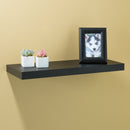 4 of 5:Home Basics Decorative Rectangular Wood Floating Shelf, Black, 23.5x9x1.5 Inches 