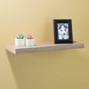 5 of 6:Home Basics Decorative Rectangular Wood Floating Shelf, Oak Design, 23.5x9x1.5 Inches 