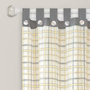 5 of 6:Tattersall Farmhouse Tab-Top Plaid Panel, Gray-Yellow, 52x84 Inches 