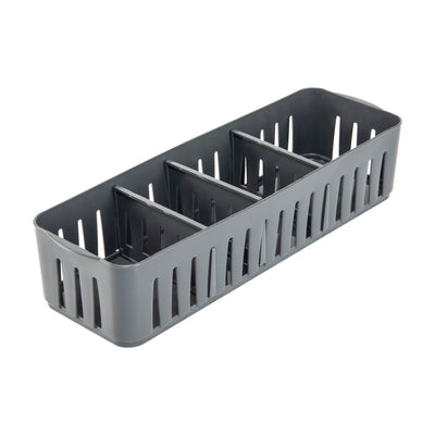 2 of 4:Papelera organizadora apilable Simplify Slim con divisores ajustables, gris (paquete de 2) 
