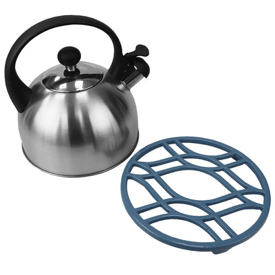 4 of 10:Home Basics Iris Collection Cast Iron Trivet, Slate Blue 