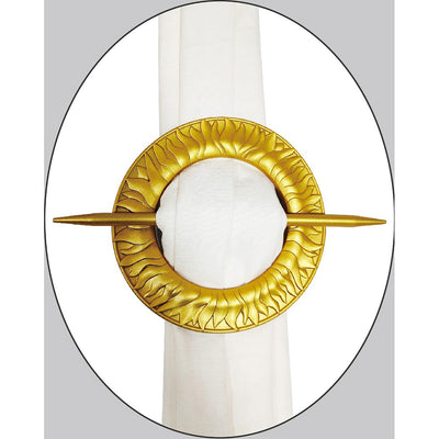 1 of 1:Premius Sun Round Decorative One Pair Curtain Tie Back, Gold, 6.5x6.5 Inches 