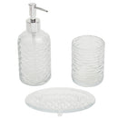 1 of 4:Home Basics Juego de accesorios de baño de vidrio ondulado de 3 piezas, transparente 