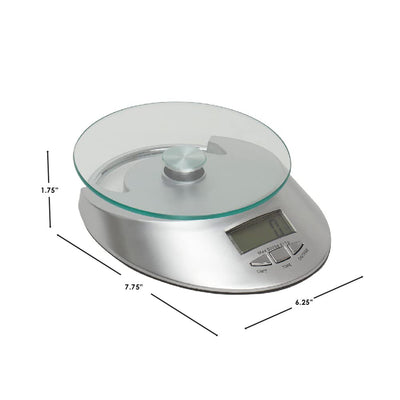 7 of 7:Home Basics Digital Kitchen Food Scale with Tempered Glass Platform, 7.75x5.75x1.75 Inches 