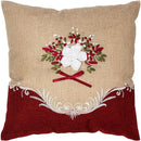1 of 1:Artistic Embroidered Decorative Burlap Cushion Cover, Burgundy-Tan, 17x17 Inches 