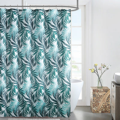 1 of 1:Ensemble de rideaux de douche South Beach 13 pièces avec crochets, bleu-vert, 183 x 183 cm 