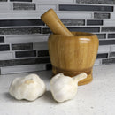 5 of 5:Home Basics Rustic No-Spill Bamboo Mortar and Pestle, Natural, 4x4 Inches 