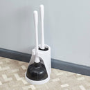 5 of 5:Ensemble brosse WC et déboucheur en plastique Home Basics, 2 pièces, blanc 